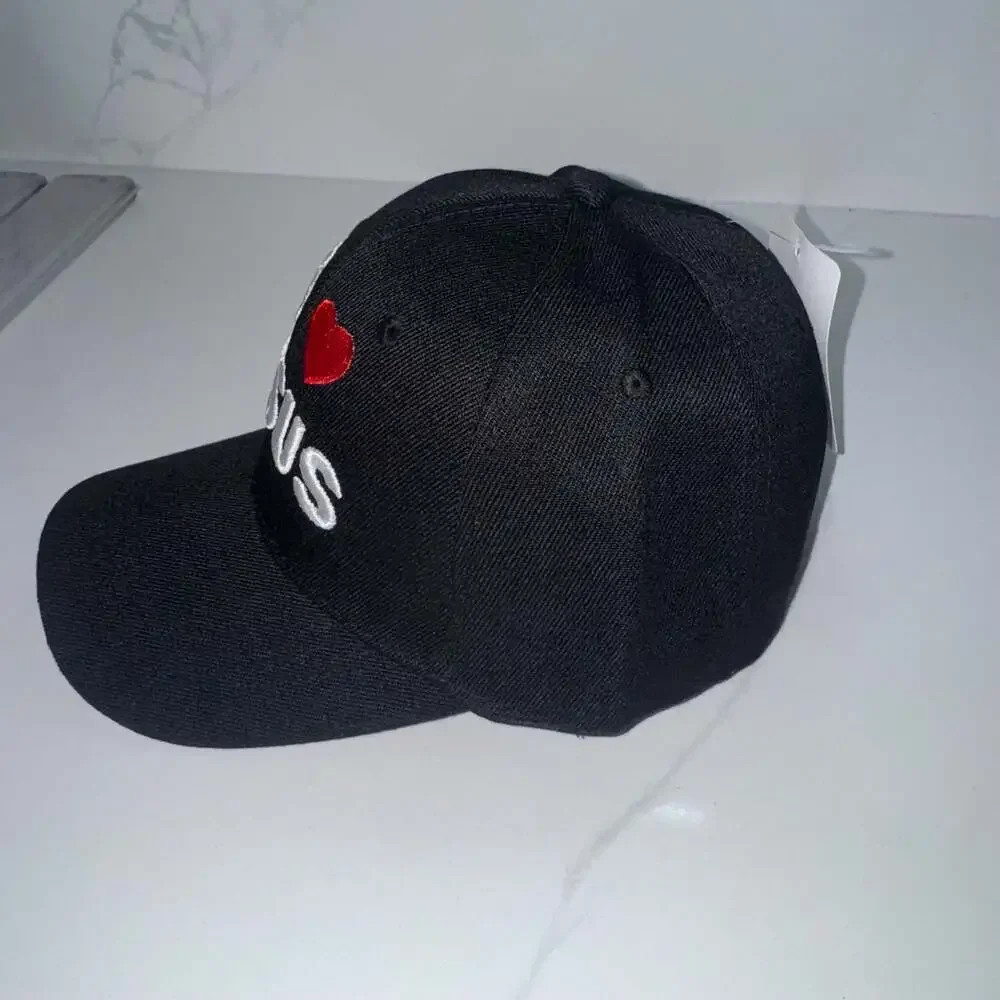LjIsland Black Baseball Cap with 'I Love Jesus' Embroidery